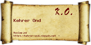 Kehrer Ond névjegykártya